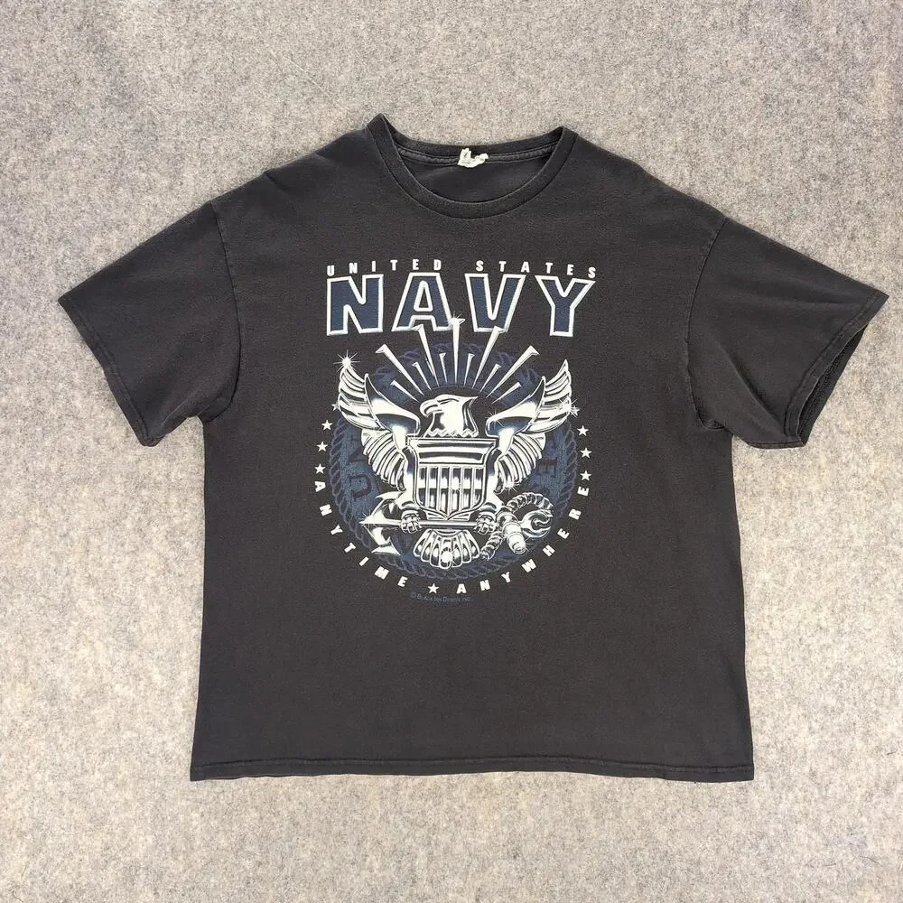 United States Navy Shirt Mens XL Black VTG Eagle Crest Graphic Tee
